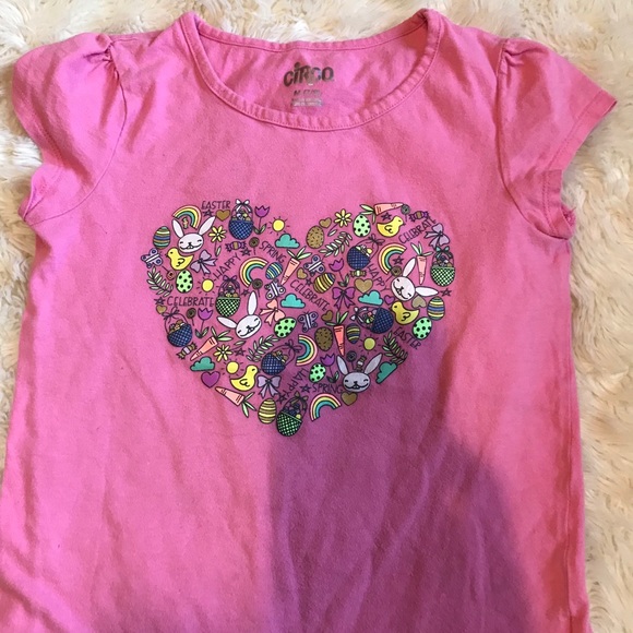 Easter Pink heart shirt Girls Circo size 4-8 NEW NWT